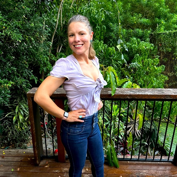 Kitten d’Amour lavender blouse with tie up detail - size 16 - Picture 5 of 9